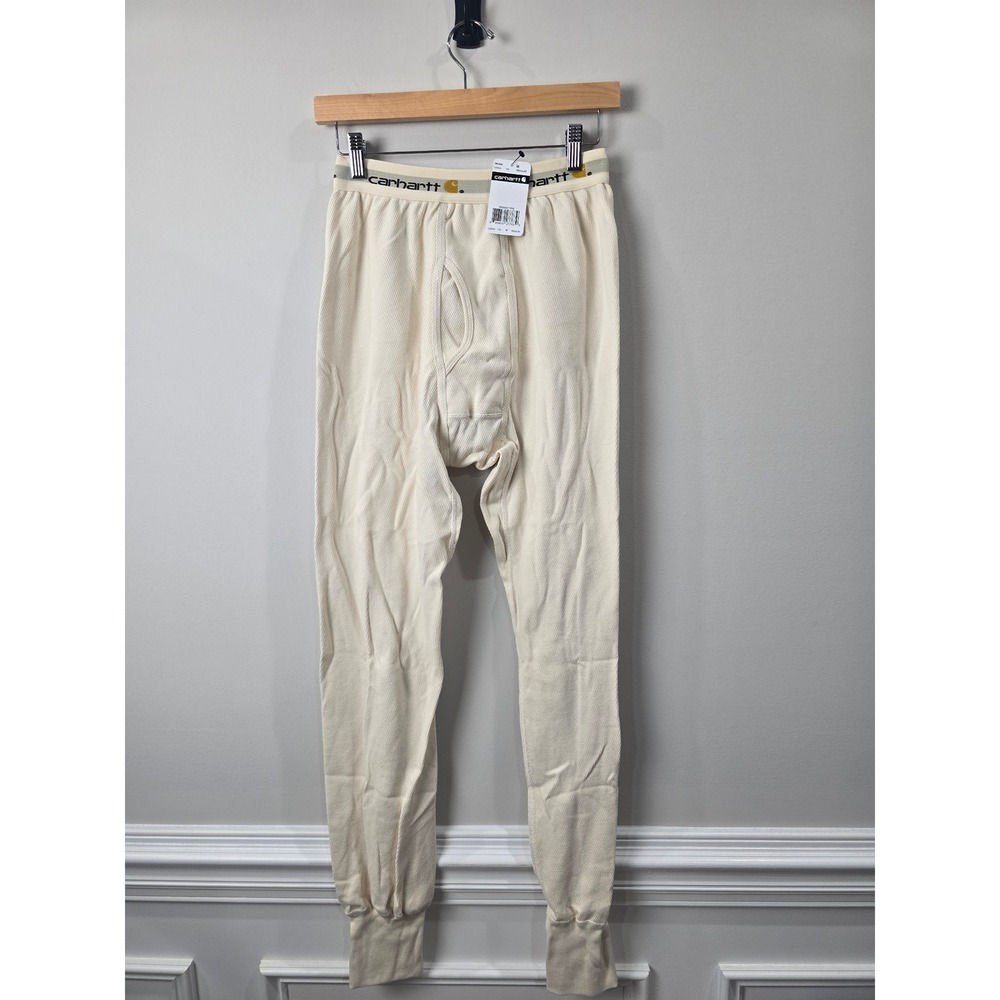 Carhartt Force Mens M Cream Cotton Waffle Knit Thermal Base Layer Pants 100640